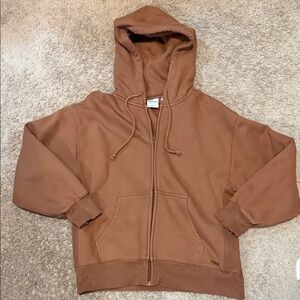 TNA Cozy Sweatfleece Zip Hoodie in Brown